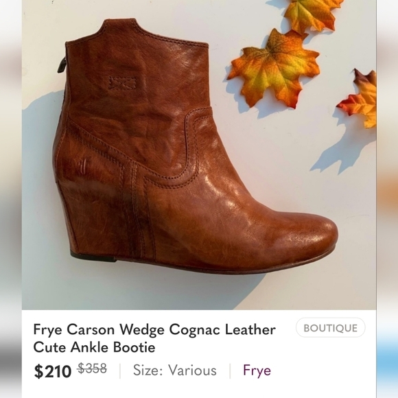 Frye Carson Hidden Wedge Leather Brown Booties Size 6.5M🌴 - Picture 3 of 10